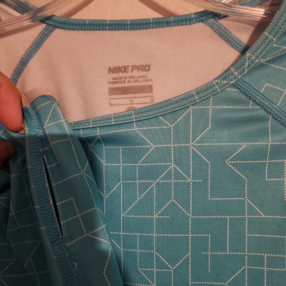 Nike Pro Hyperwarm Geo Print Training Shirt Teal  Large - Picture 5 of 7